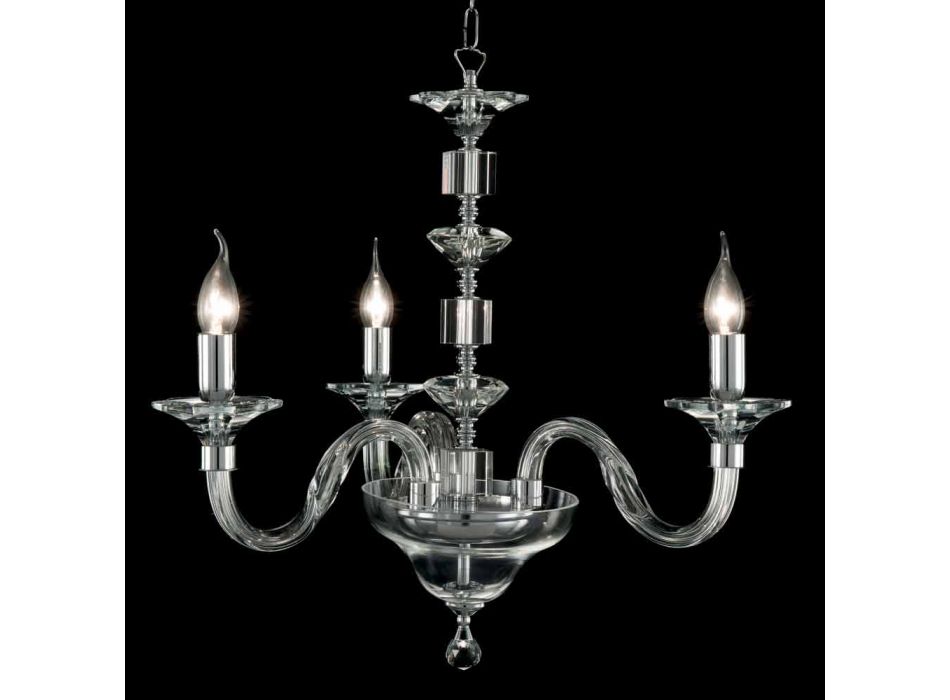 pandantiv lampa 3 lumini de sticlă și Cristallo Ivy, a făcut în Italia Viadurini