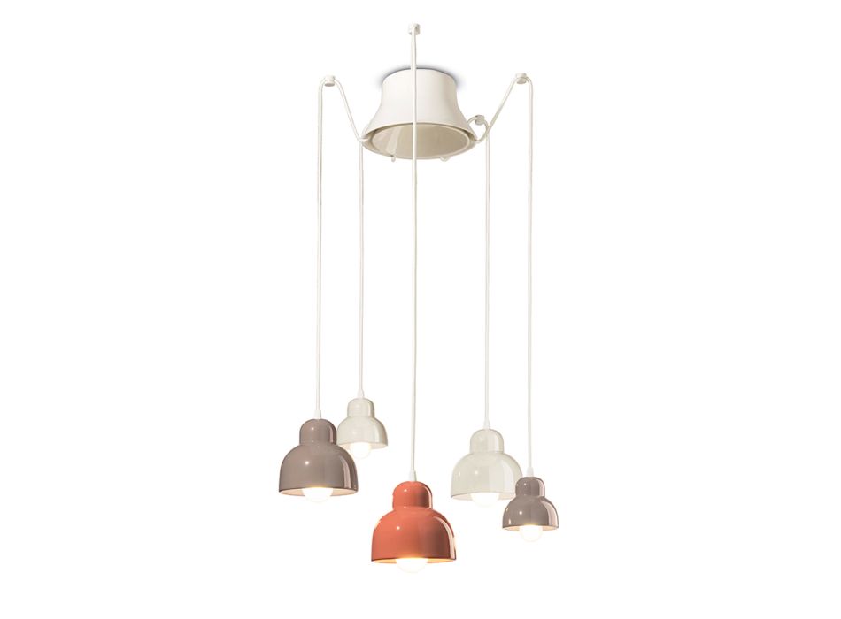 Lampa suspendata cu 5 Elemente Colorate Made in Italy - Berimbau Viadurini