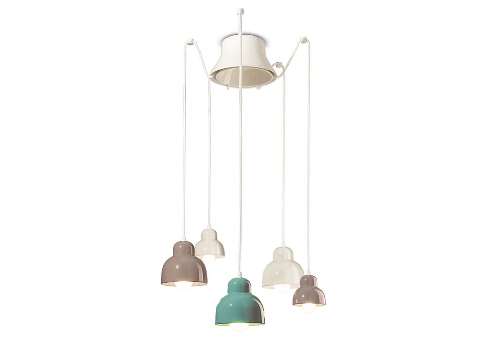 Lampa suspendata cu 5 Elemente Colorate Made in Italy - Berimbau Viadurini