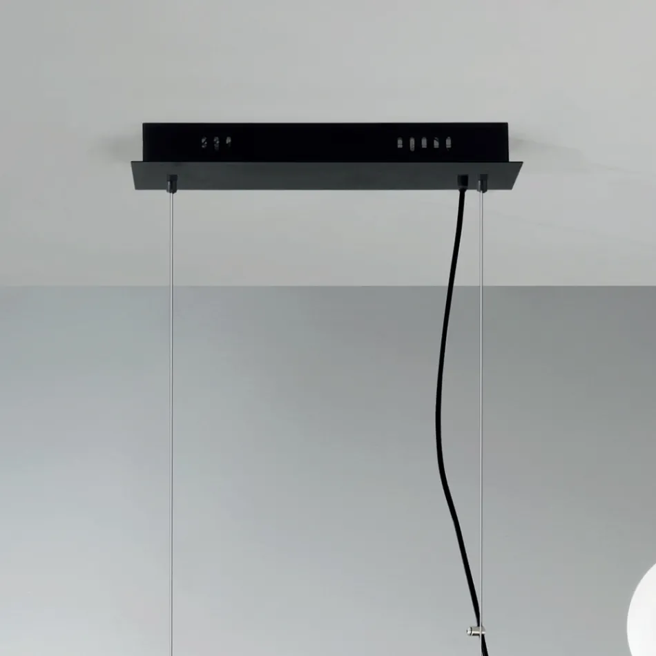 Lampa cu Suspensie cu 5 Lumini din Metal si Sticla Moderna - Birga Viadurini