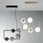 Lampa cu Suspensie cu 5 Lumini din Metal si Sticla Moderna - Birga Viadurini