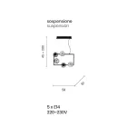 Lampa cu Suspensie cu 5 Lumini din Metal si Sticla Moderna - Birga Viadurini