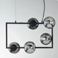 Lampa cu Suspensie cu 5 Lumini din Metal si Sticla Moderna - Birga