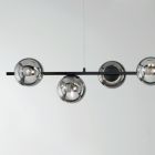 Suspensie cu 6 Lumini din Metal si Sticla Moderna Suflata - Birga Viadurini