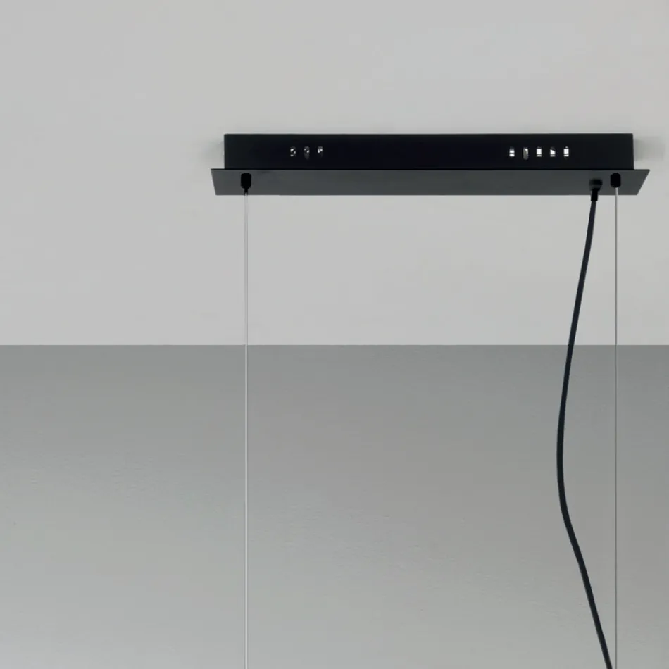 Suspensie cu 6 Lumini din Metal si Sticla Moderna Suflata - Birga Viadurini