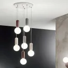 Lampa cu Suspensie cu 6 sau 10 Lumini din Ciment si Sticla Suflata - Duster Viadurini