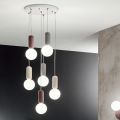 Lampa cu Suspensie cu 6 sau 10 Lumini din Ciment si Sticla Suflata - Duster