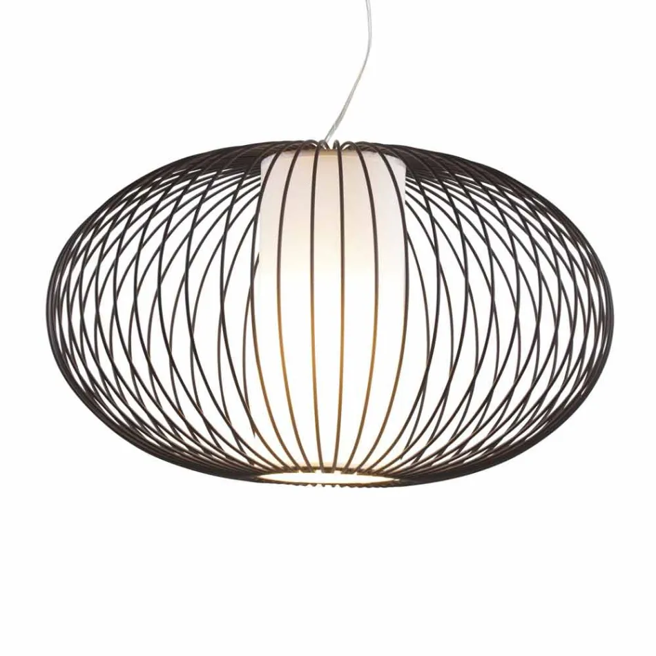 pandantiv lampa de oțel vopsit, Ø90xh.53xl.cavo100cm, Joy Viadurini