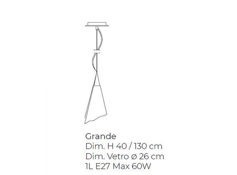 Lampă cu suspendare din sticlă suflată din Veneția, realizată manual - Cristal Viadurini