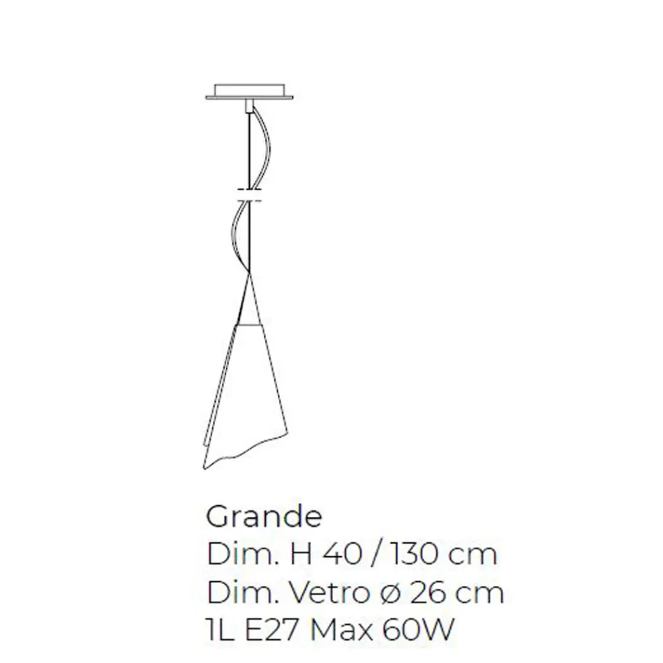 Lampă cu suspendare din sticlă suflată din Veneția, realizată manual - Cristal Viadurini
