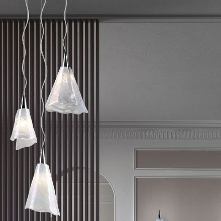 Lampă cu suspendare din sticlă suflată din Veneția, realizată manual - Cristal Viadurini