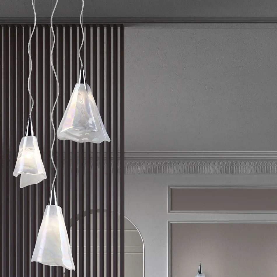 Lampă cu suspendare din sticlă suflată din Veneția, realizată manual - Cristal Viadurini