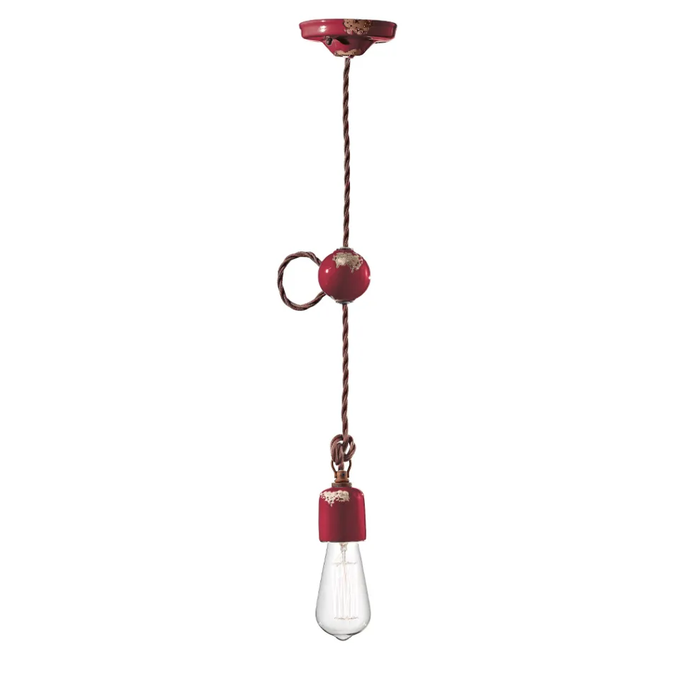 Suspensie Industrial Artisan din Fier si Ceramica - Vintage Viadurini