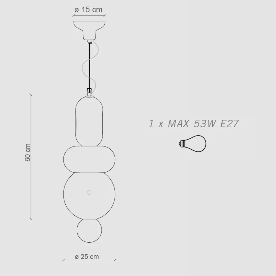 Lampa cu suspendare cu 3 elemente de forme diferite Made in Italy - Bumbum Viadurini