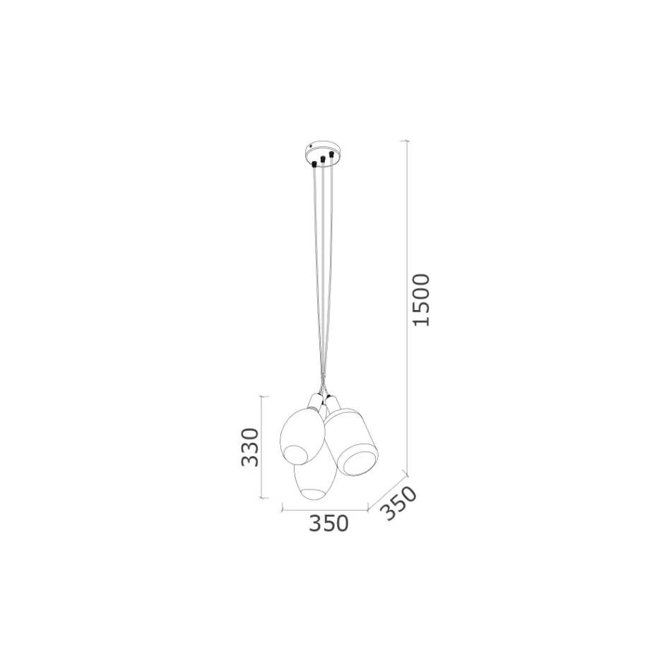 Lampa cu Suspensie cu 3 Lumini din Metal si Sticla Ceramica Made in Italy - Speak Viadurini
