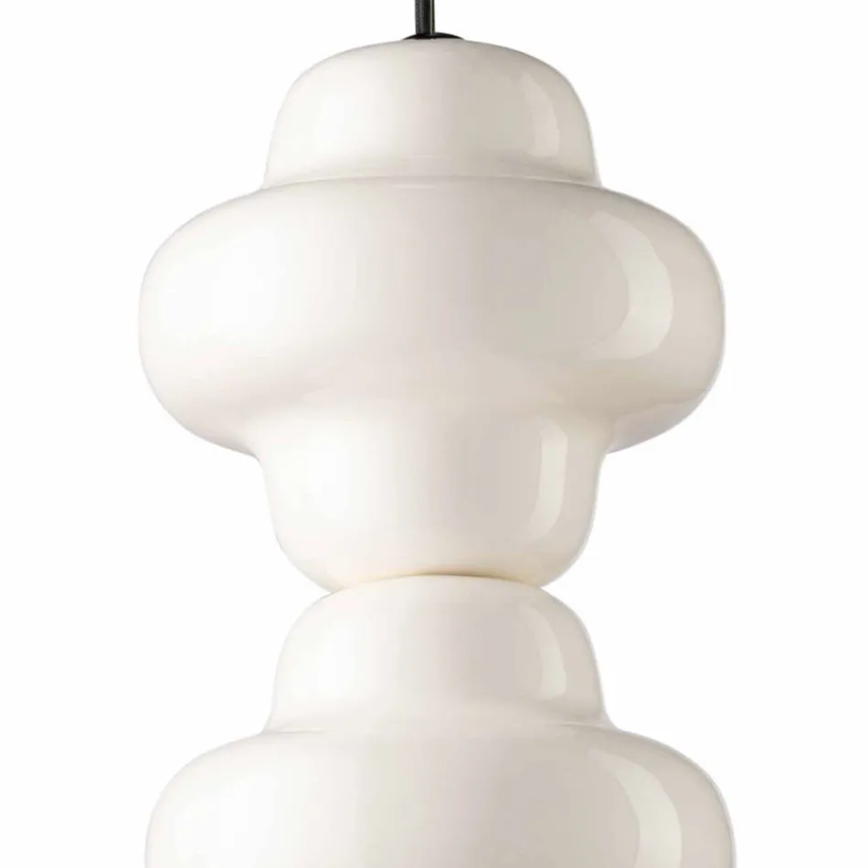 Lampa cu Suspensie cu 4 Elemente din Ceramica si Sticla Made in Italy - Capocabana Viadurini