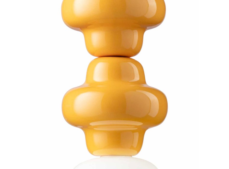 Lampa cu Suspensie cu 4 Elemente din Ceramica si Sticla Made in Italy - Capocabana Viadurini
