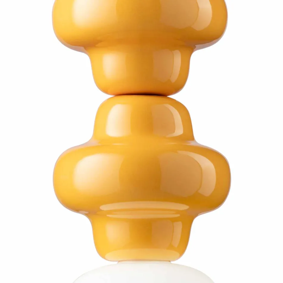 Lampa cu Suspensie cu 4 Elemente din Ceramica si Sticla Made in Italy - Capocabana Viadurini