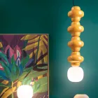 Lampa cu Suspensie cu 4 Elemente din Ceramica si Sticla Made in Italy - Capocabana Viadurini