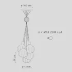 Lampa cu Suspensie cu 6 Elemente din Ceramica si Sticla Made in Italy - Afoxe Viadurini