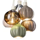 Lampa cu Suspensie cu 6 Elemente din Ceramica si Sticla Made in Italy - Afoxe Viadurini