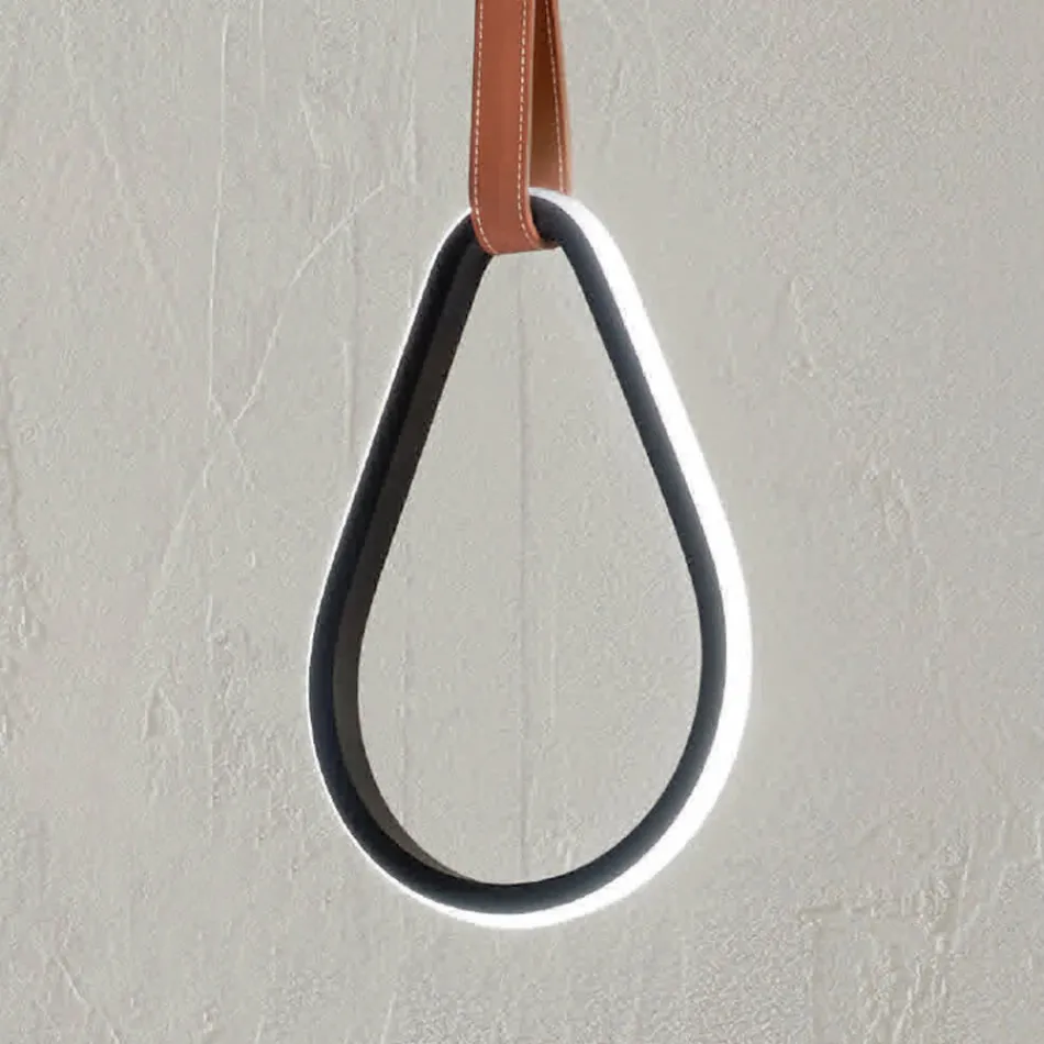 Lampa cu Suspensie cu Forme Geometrice si Detaliu din Imitatie Piele - Chiparos Viadurini