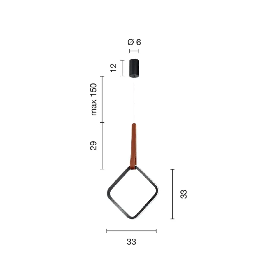 Lampa cu Suspensie cu Forme Geometrice si Detaliu din Imitatie Piele - Chiparos Viadurini