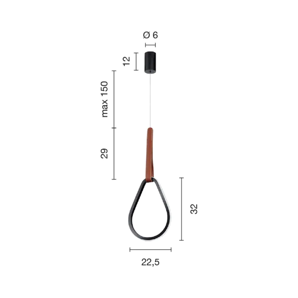 Lampa cu Suspensie cu Forme Geometrice si Detaliu din Imitatie Piele - Chiparos Viadurini