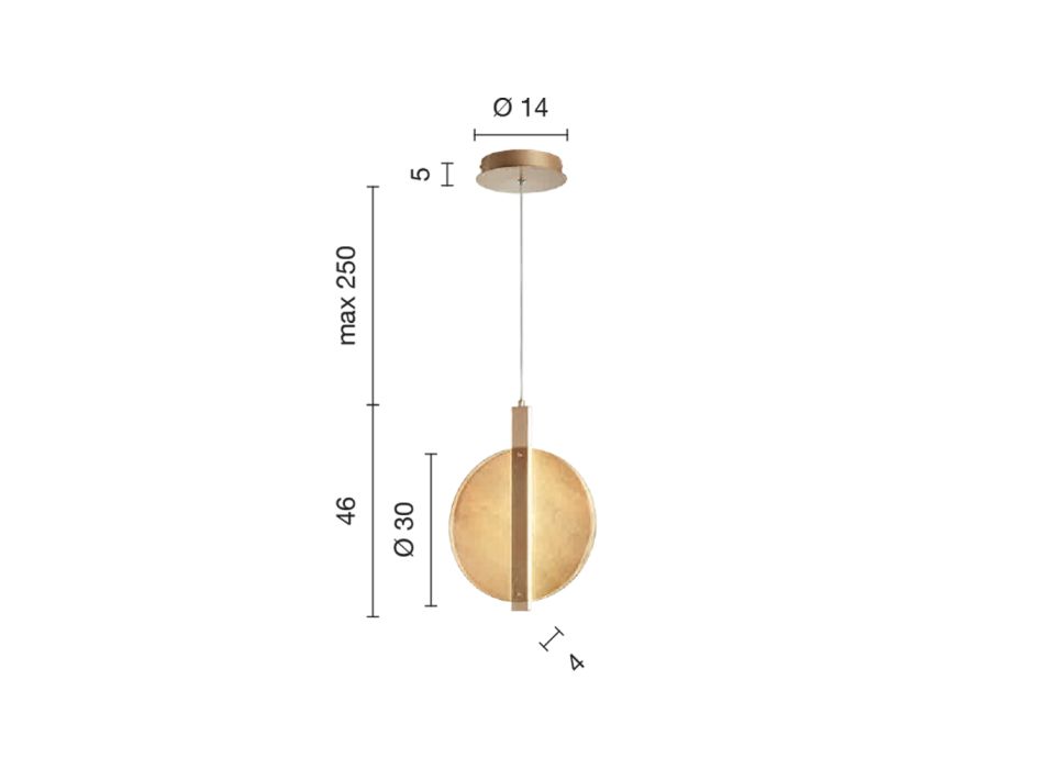 Lampa cu Suspensie cu LED din Metal Vopsit si Sticla Texturata - Baobab Viadurini