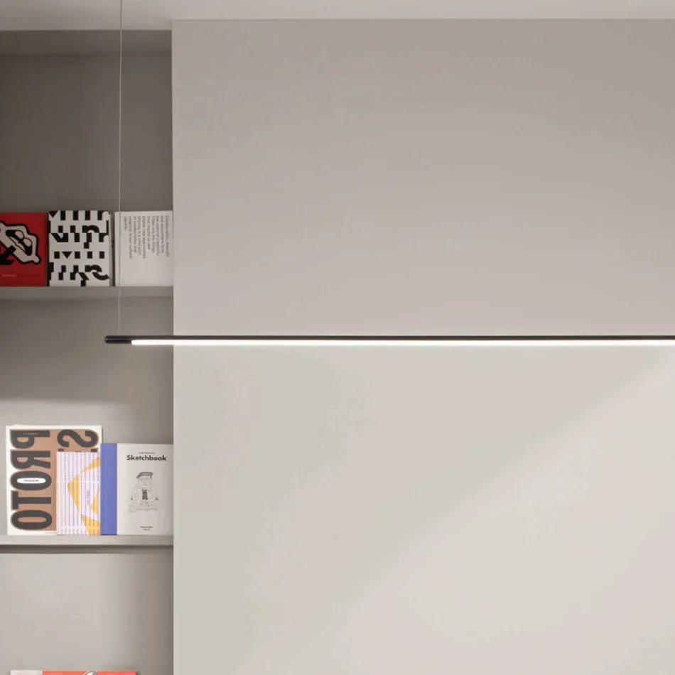 Lampă suspendată cu lumină LED și cabluri reglabile în lungime - portocaliu Viadurini