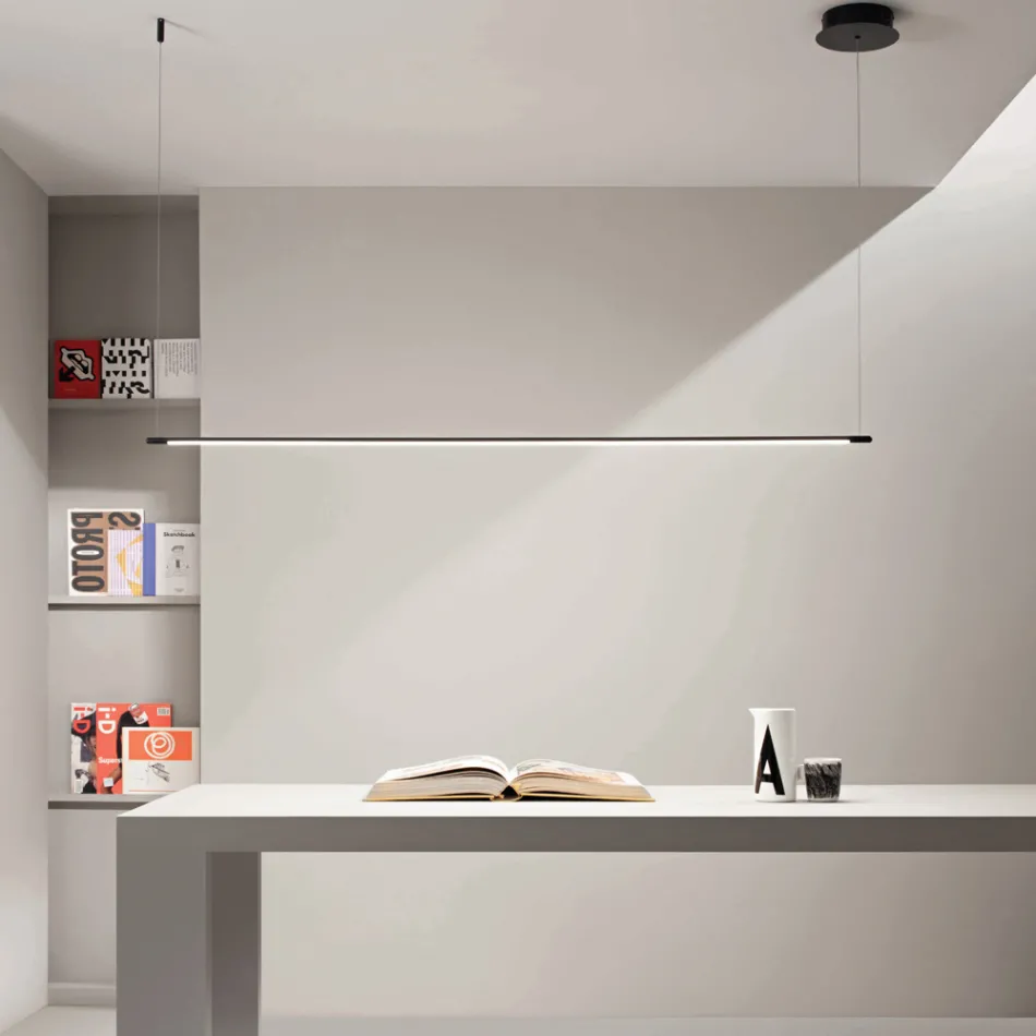 Lampă suspendată cu lumină LED și cabluri reglabile în lungime - portocaliu Viadurini