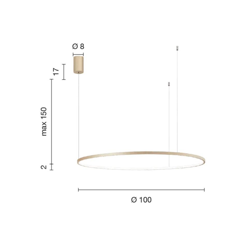 Lampă suspendată cu lumină LED rotundă orizontală din metal - Mulberry Viadurini