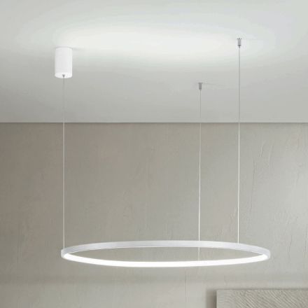 Lampă suspendată cu lumină LED rotundă orizontală din metal - Mulberry Viadurini