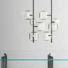 Lampă suspendată cu structură metalică lucioasă Made in Italy - Donatina Viadurini