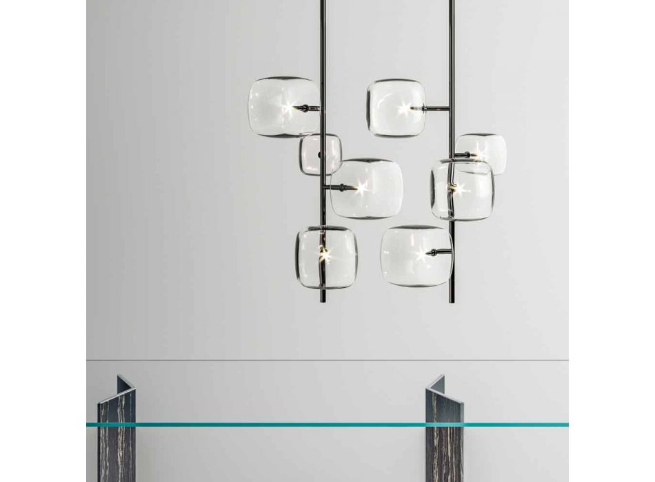 Lampă suspendată cu structură metalică lucioasă Made in Italy - Donatina Viadurini