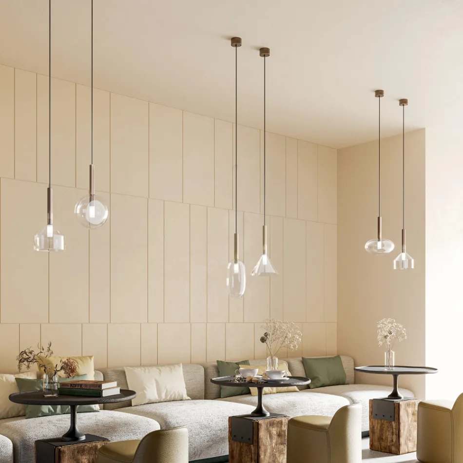 Lampa cu Suspensie cu Sticla in Diverse Forme Made in Italy - Sintonia Viadurini