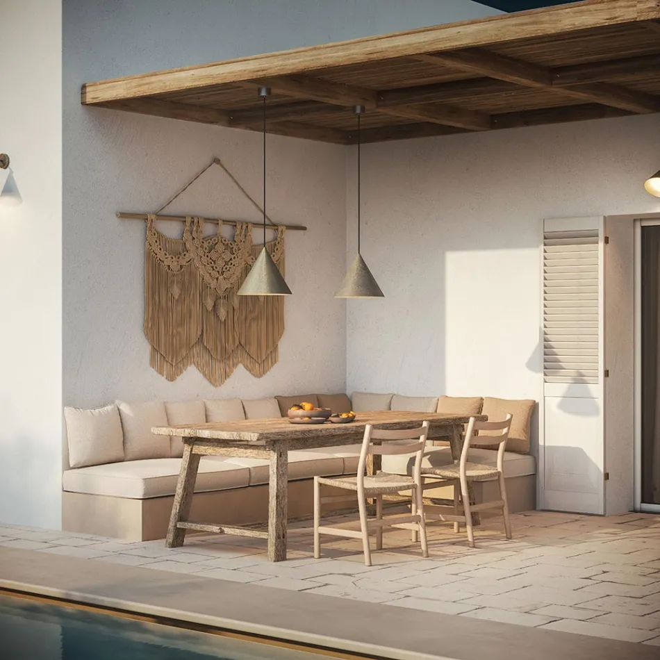 Lampă suspendată de exterior din alamă Made in Italy - Ploaie Viadurini