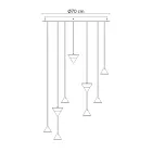 Lampă cu suspendare de design 5 sau 7 lumini Sârmă neagră de aluminiu - Mercado Viadurini