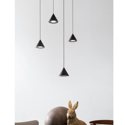 Lampă cu suspendare de design 5 sau 7 lumini Sârmă neagră de aluminiu - Mercado Viadurini