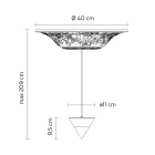 Lampa cu Suspensie Design Gips Alb si Aluminiu Negru 1 Con - Tesera Viadurini