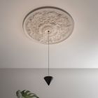Lampa cu Suspensie Design Gips Alb si Aluminiu Negru 1 Con - Tesera Viadurini