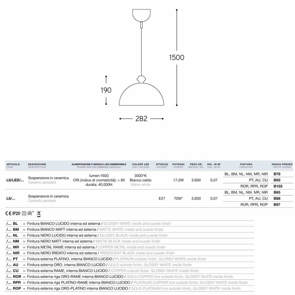 Lampă ceramică design I Lustri 8 Viadurini