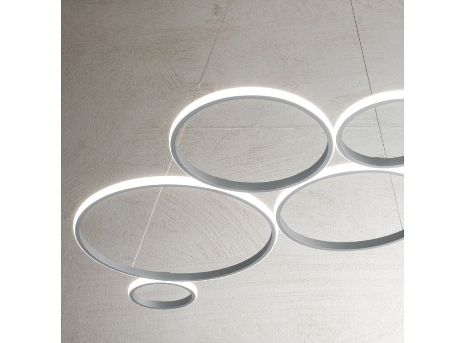 Lampa cu Suspensie de Design pentru Sufragerie din Metal Argintiu sau Auriu - Olimpo Viadurini