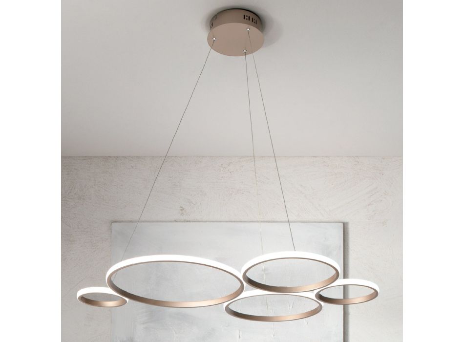 Lampa cu Suspensie de Design pentru Sufragerie din Metal Argintiu sau Auriu - Olimpo Viadurini