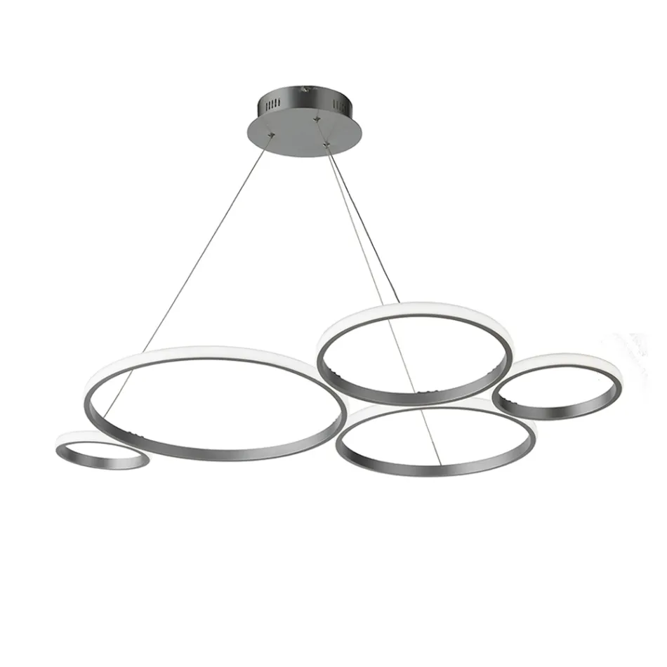 Lampa cu Suspensie de Design pentru Sufragerie din Metal Argintiu sau Auriu - Olimpo Viadurini