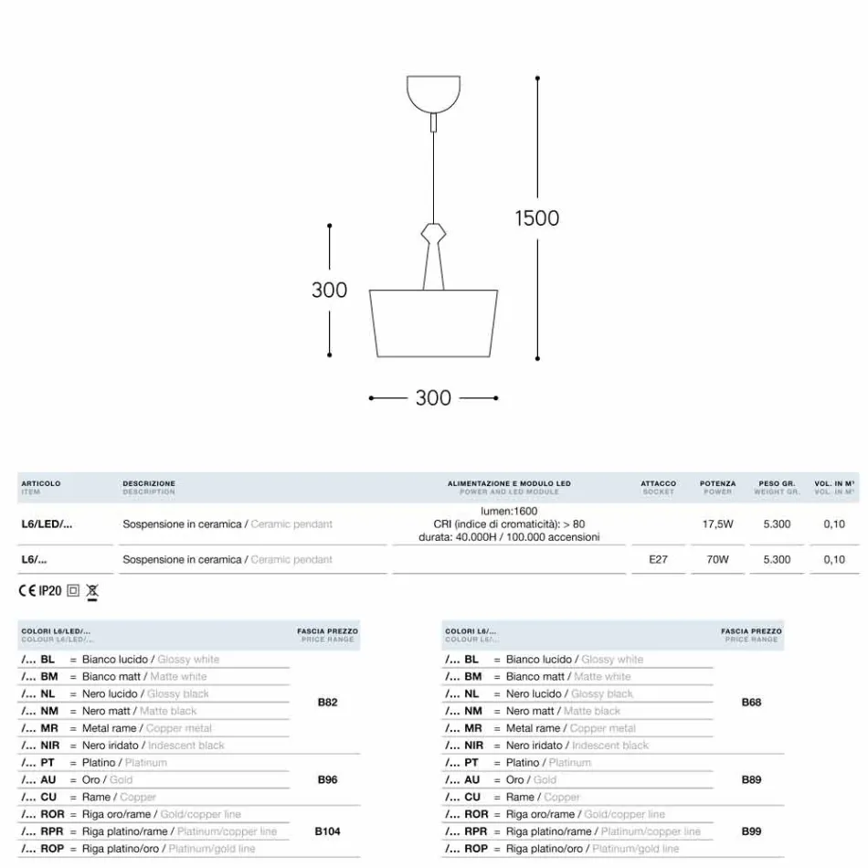 Lampa de suspensie proiectare ceramică Lustri 6 Viadurini