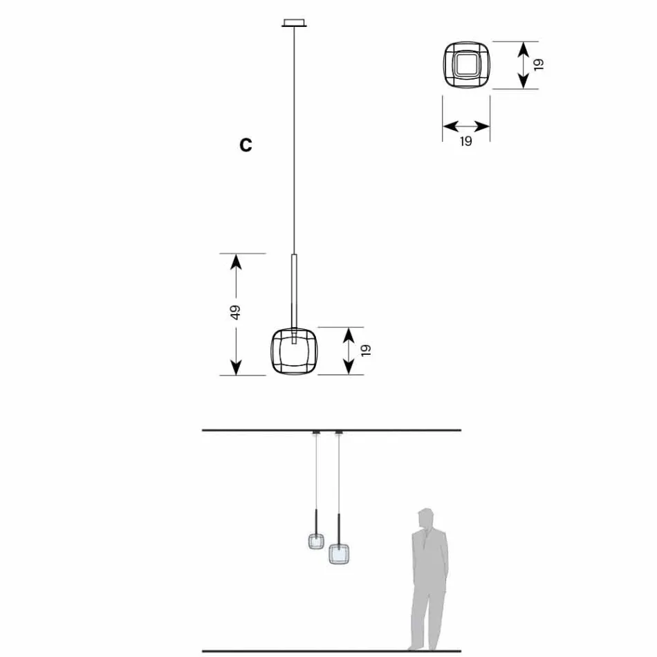 Lampă suspendată design din metal lucios Fabricat în Italia - Donatina Viadurini