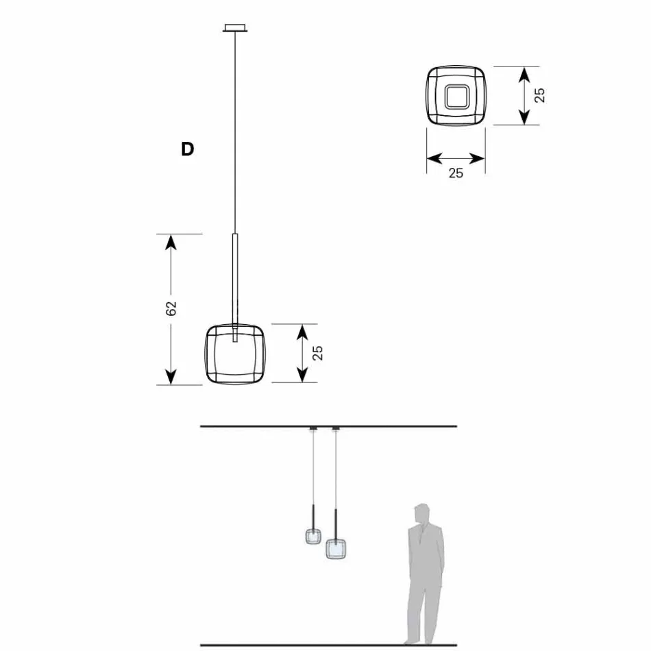 Lampă suspendată design din metal lucios Fabricat în Italia - Donatina Viadurini