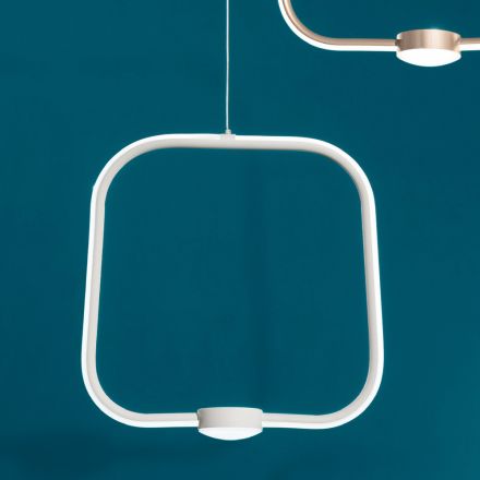 Lampă cu suspendare reglabilă în metal alb, negru sau auriu - Aladdin Viadurini