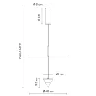 Suspensie din Aluminiu cu Placa Alba si Con Negru - Padel Viadurini